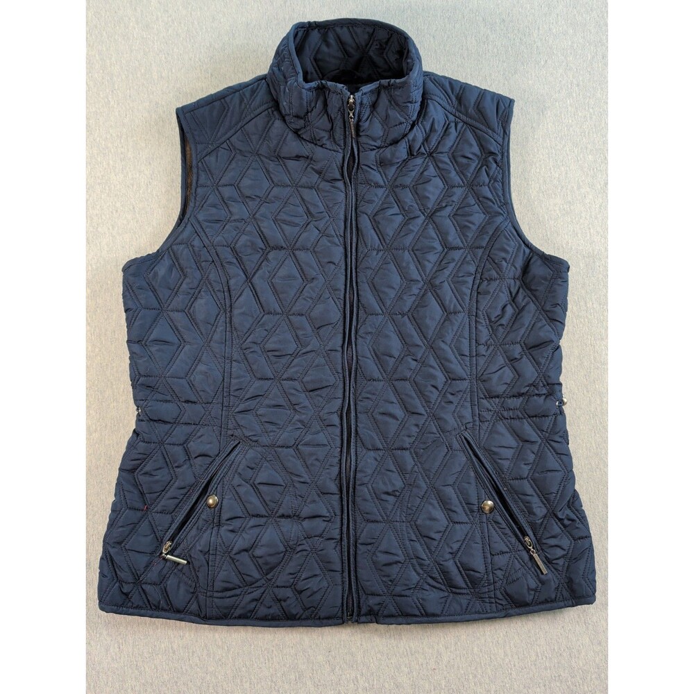 Weatherproof Fleece Lined Quilted Vest Full Zip, Zip Pockets Adjustable Back L